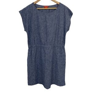 Joe Fresh Lightweight Denim Sheath Dress Sz L Blue Jean Shirtdress Chambray EUC